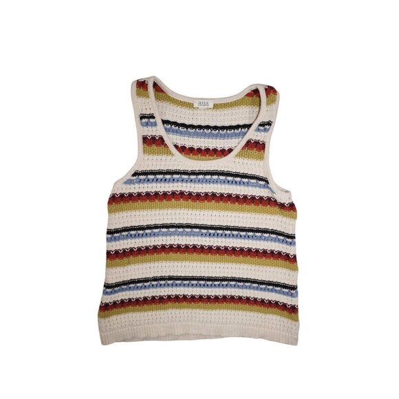 a.n.a Crochet Knit Tank Top | Boho Striped Sleeveless Sweater Vest | Women's M - Picture 2 of 10